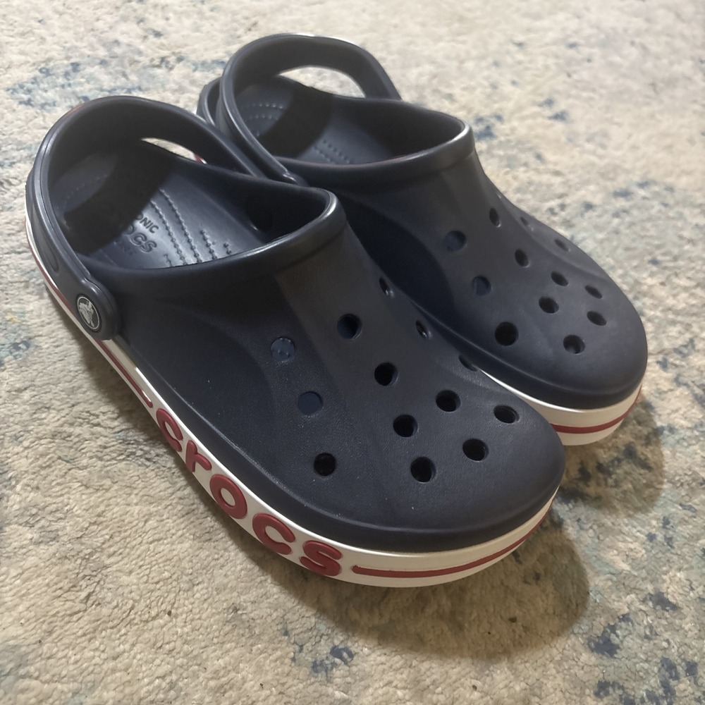Crocs Bayaband Unisex Clogs Red White Blue Logo Mens 8 Womens 10 New